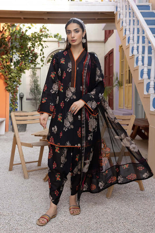 3 Piece Unstitched Digital Printed Linen Suit ( Digital Printed Linen Dupatta ) - Motif