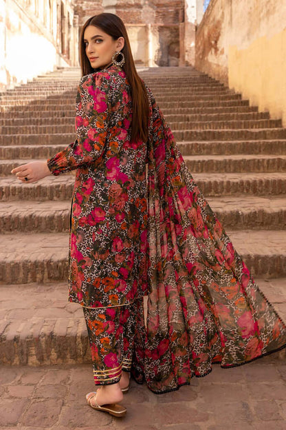 3 Piece Unstitched Digital Printed Linen Suit ( Digital Printed Linen Dupatta ) - Motif