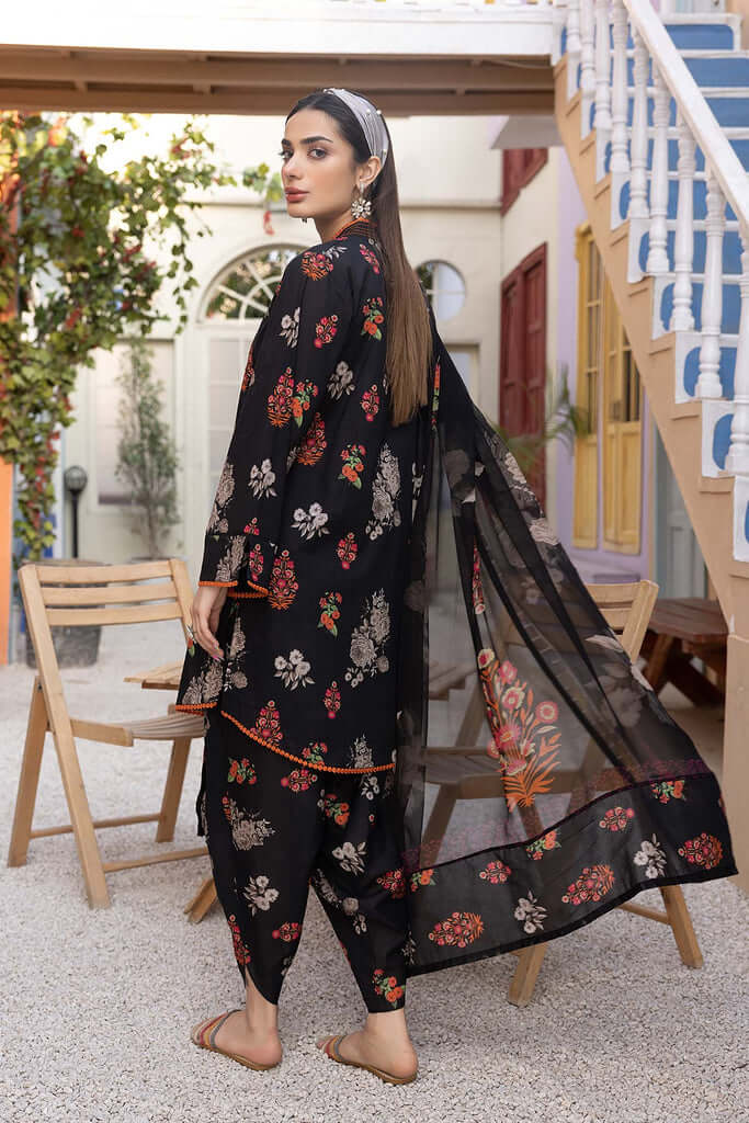 3 Piece Unstitched Digital Printed Linen Suit ( Digital Printed Linen Dupatta ) - Motif