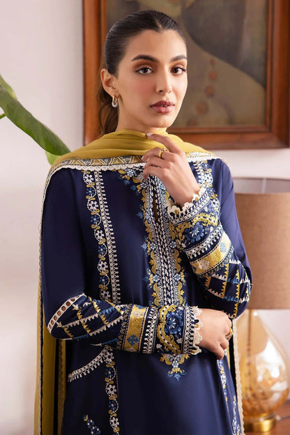 3 Piece Unstitched Heavy Embroidered Lawn Suit ( Full Embroidered Chiffon Dupatta ) - Motif