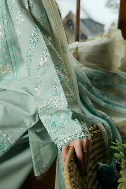 Unstitched 3 Piece Fully Embroidered Lawn Suit With Fine Printed Silk Dupatta