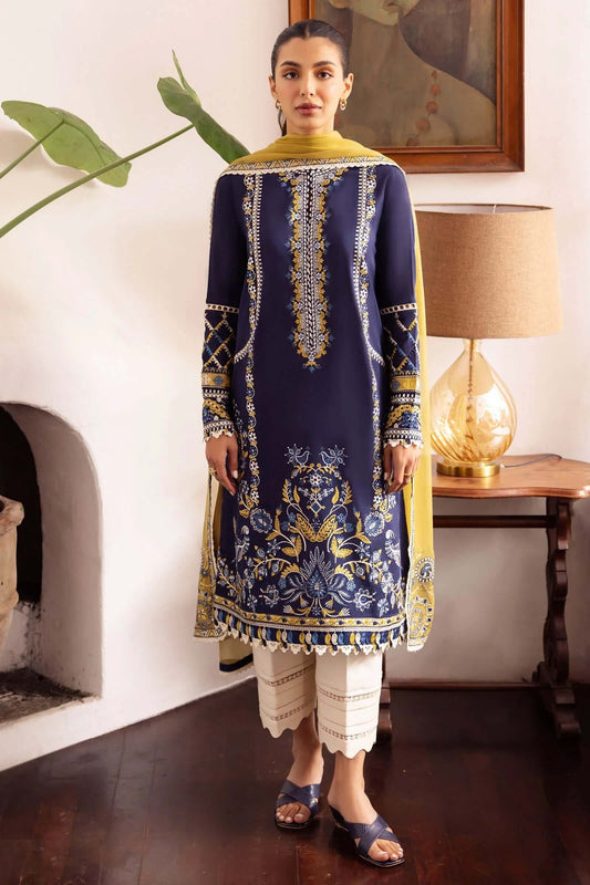 3 Piece Unstitched Heavy Embroidered Lawn Suit ( Full Embroidered Chiffon Dupatta ) - Motif