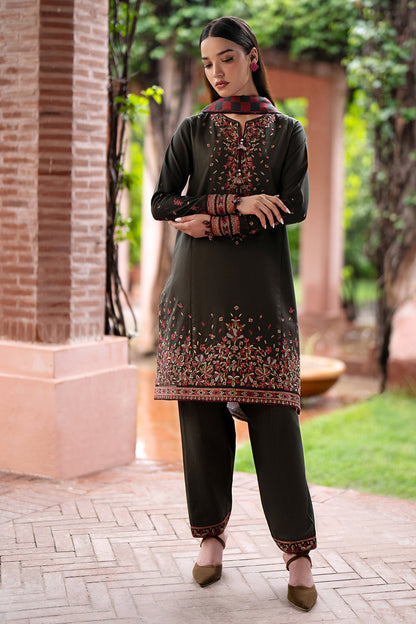 3 Piece Unstitched Embroidered Dhanak Fabric With Digital Printed Blended Shawl