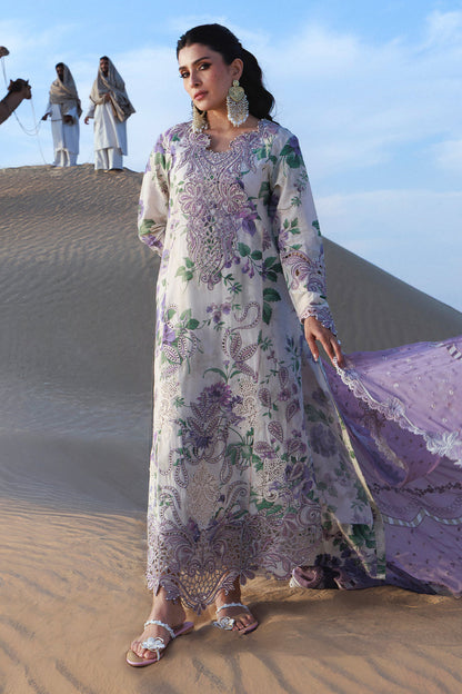Unstitched 3 Pec Digital Printing & Embroidered Lawn Suit with Embroidered Cotton Net Dupatta