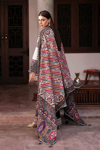 JZ 2800 - 3 Piece Unstitched Embroidered Dhanak Fabric with Printed Dupatta