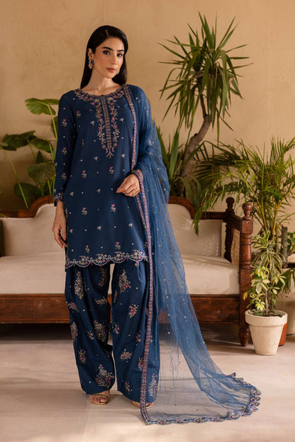 BT 2940 - 3 Piece Unstitched Heavy Embroidered Dhanak Fabric With Embroidered Chiffon Dupatta)