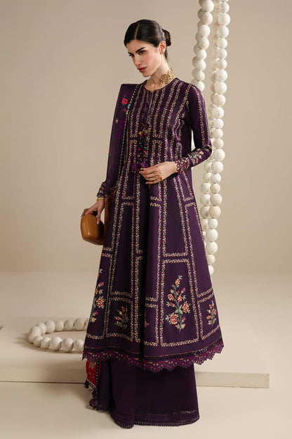 Unstitched 3 Piece Fully Embroidered Dhanak Fabric With Printed Blended Shawl