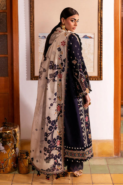 3 Piece Unstitched Fully Embroidered Dhanak Dress With Printed Blended Shawl
