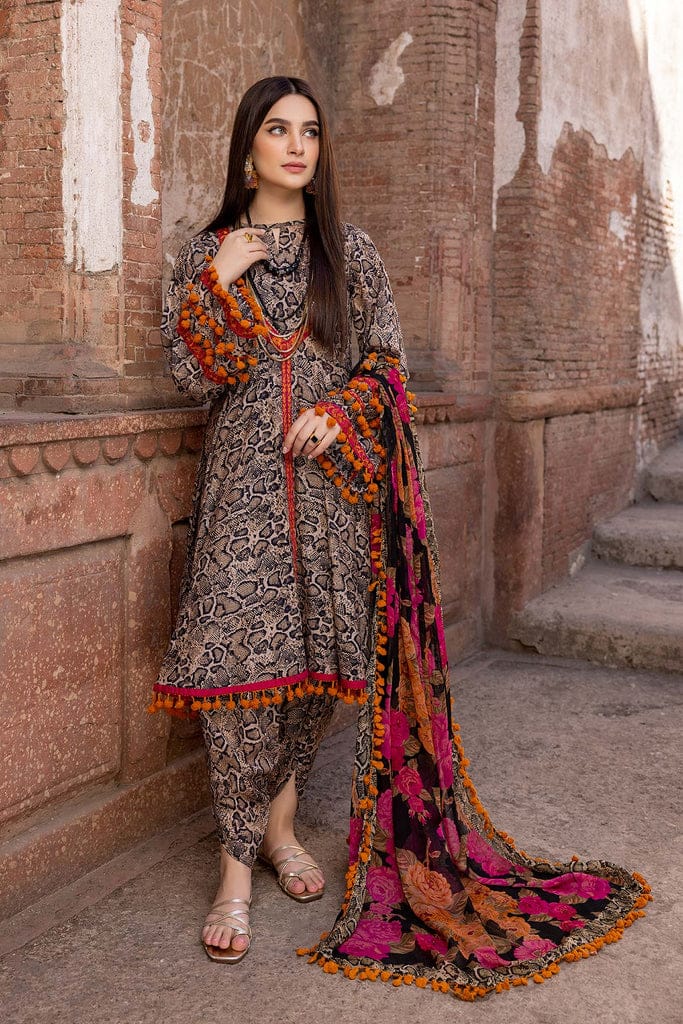 Unstitched 3 Piece Digital Printed Lawn Suit with Printed Lawn Dupatta