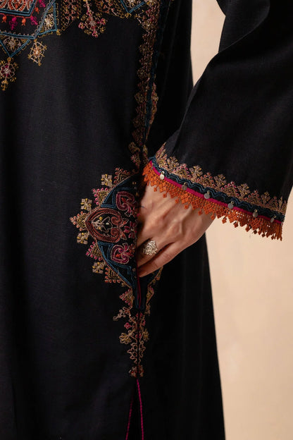 3 Piece Unstitched Fully Embroidered Dhanak Dress With Printed Blended Shawl