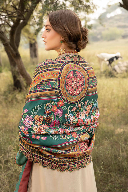Unstitched 3 Piece Fully Embroidered Lawn Suit With Printed Monar Dupatta