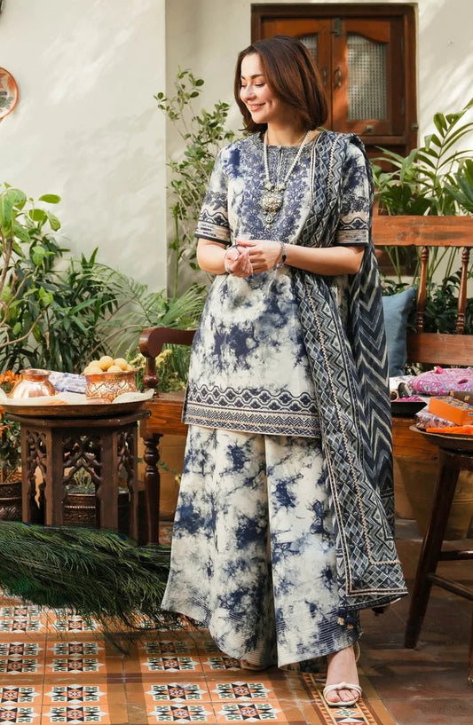 Unstitched 3 Piece Digital Printed Lawn Suit with Printed Lawn Dupatta