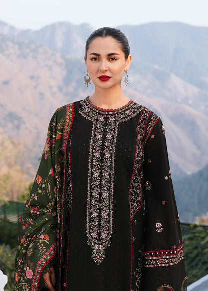 Unstitched 3 Piece Fully Embroidered Dhanak Suit with Printed Woolen Shawl