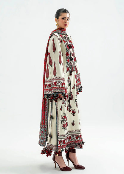 3 Piece Unstitched Fully Embroidered Dhanak Dress With Printed Blended Shawl