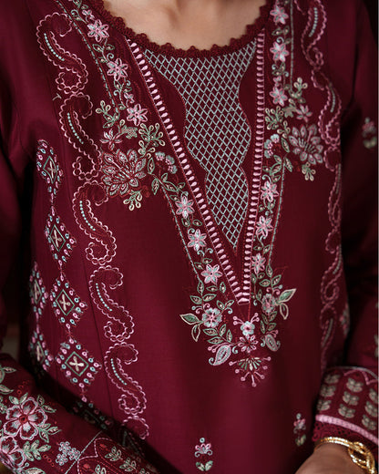 3 Piece Unstitched Heavy Embroidered Dhanak Fabric With Dhanak Embroidered Shawl