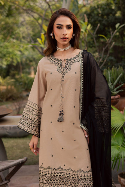 3 Piece Unstitched Embroidered Dhanak Fabric With Embroidered Dhanak Shawl