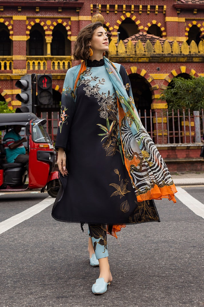 Unstitched 3 Piece Digital Printed Lawn Suit with Printed Polly Lawn Dupatta