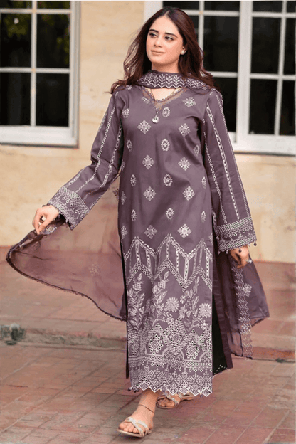 Unstitched 3 Piece Fully Embroidered Dhanak Suit with Embroidered Wool Shawl