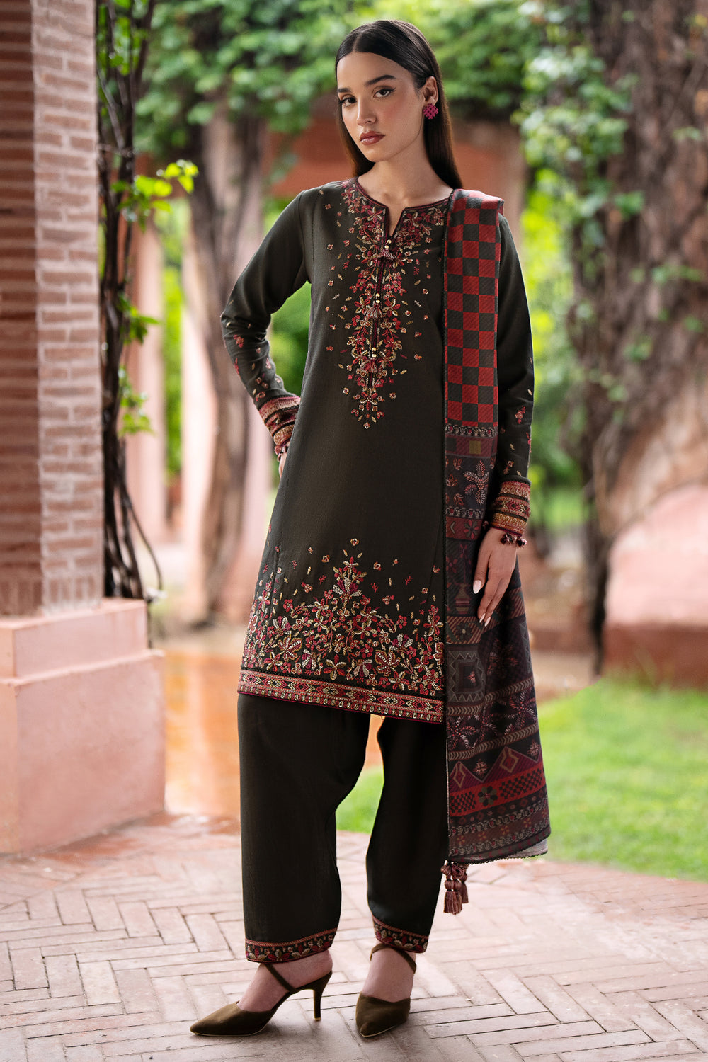 3 Piece Unstitched Embroidered Dhanak Fabric With Digital Printed Blended Shawl