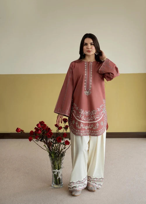 Unstitched 2 Piece Fully Embroidered Dhanak Dress