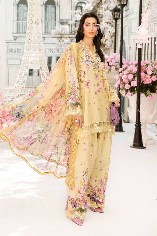 Unstitched 3 Piece Digital Printed Lawn Suit With Printed Shiffon Dupatta