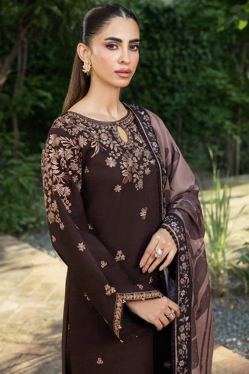 Unstitched Heavy Embroidered 3 PEC Dhanak Suit With Heavy Embroidered Dhanak Shawl