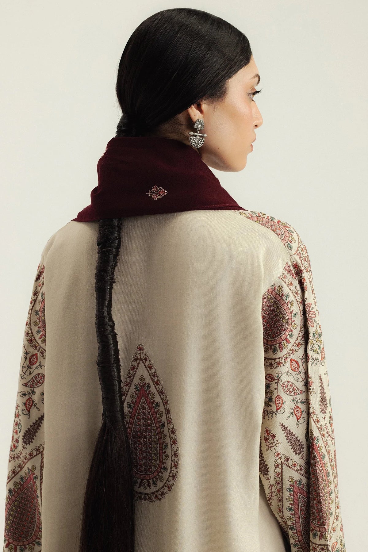 3 Piece Unstitched Fully Embroidered Dhanak Dress With Embroidered Dhanak Shawl