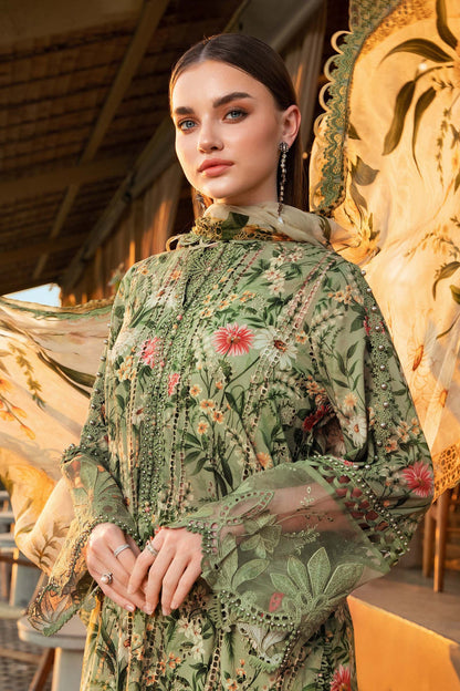 Unstitched 3 Piece Digital Printed Lawn Suit with Printed Lawn Dupatta