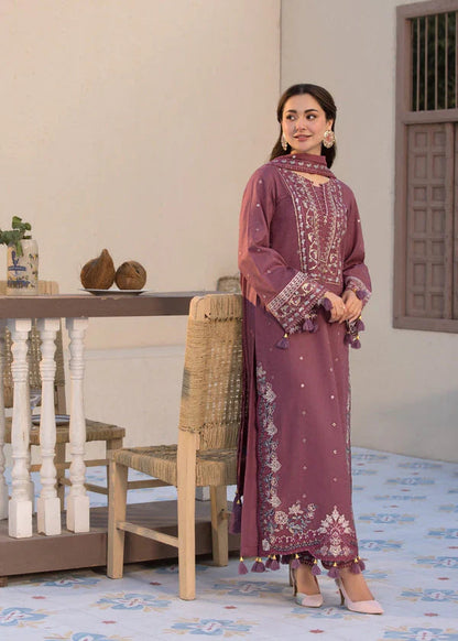 Unstitched 3 Pec Fully Embroidered Lawn Suit With Chiffon Dupatta With Short Border Pallu And Motif