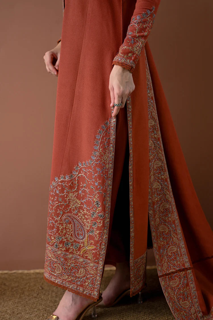 Unstitched 3 Piece Fully Embroidered Dhanak Fabric With Embroidered Dhanak Shawl