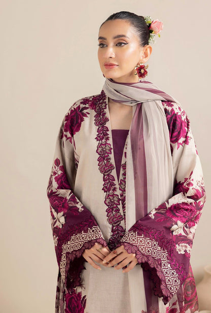 Unstitched 3 Piece Digital Printed Linen Suit with Printed Monar Dupatta