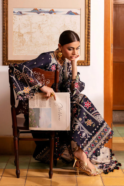 3 Piece Unstitched Fully Embroidered Dhanak Dress With Printed Blended Shawl