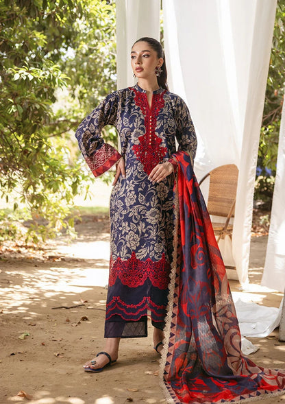 Unstitched 3 Piece Digital Printed Lawn Suit with Printed Lawn Dupatta