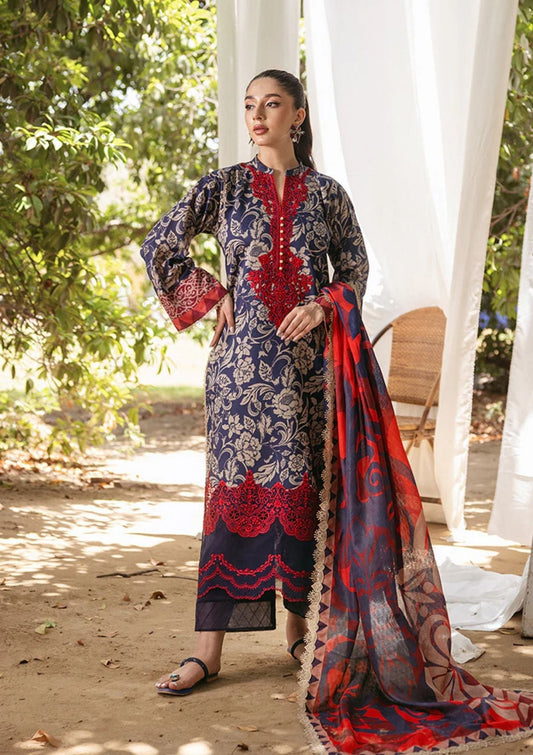 Unstitched 3 Piece Digital Printed Lawn Suit with Printed Lawn Dupatta