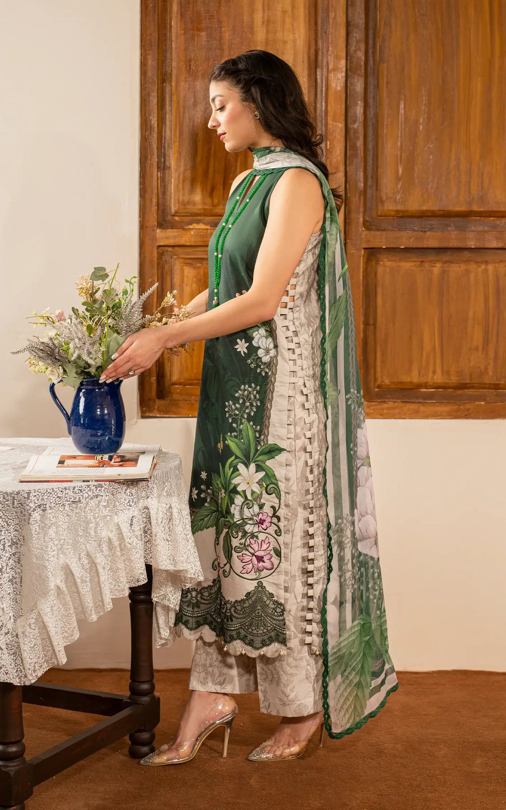 3 Piece Unstitched Digital Printed Lawn Suit with Printed Lawn Dupatta