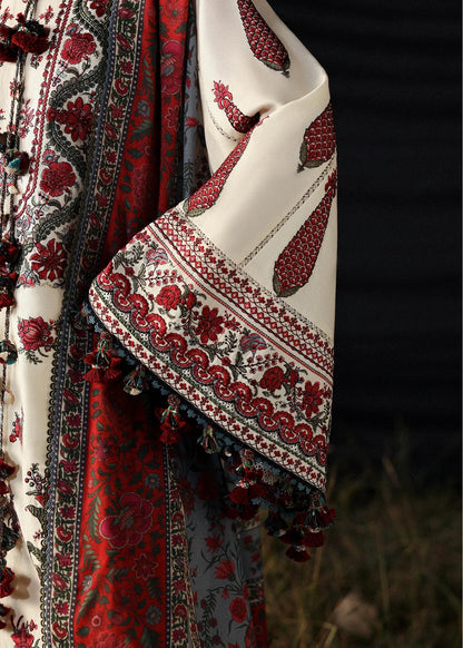 3 Piece Unstitched Fully Embroidered Dhanak Dress With Printed Blended Shawl