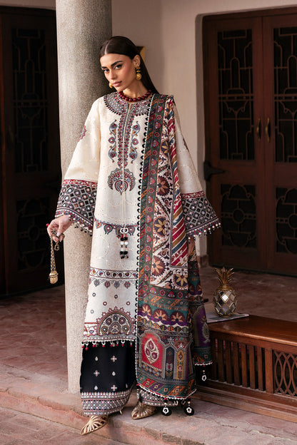 Unstitched 3 Piece Fully Embroidered Lawn Suit With Printed Monar Dupatta