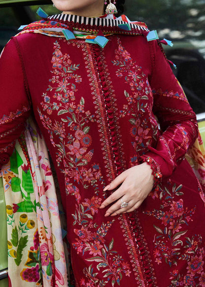 Unstitched 3 Piece Fully Embroidered Dhanak Suit with Printed Woolen Shawl