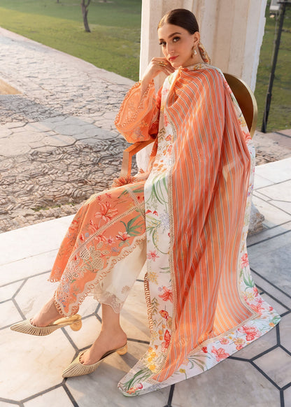 Unstitched 3 Pec Digital Printing & Embroidered Lawn Suit With Printed Polly Lawn Dupatta