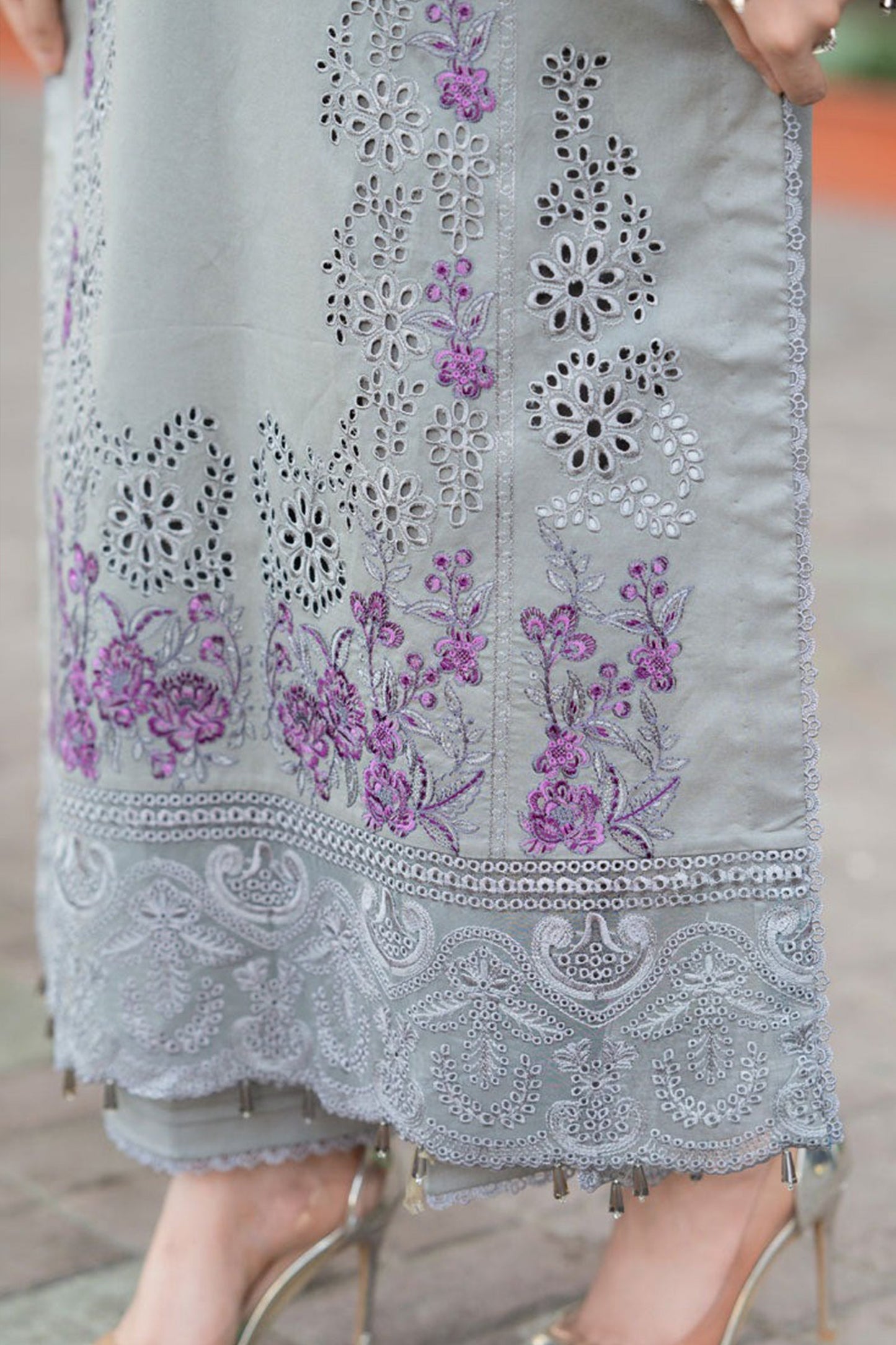 Unstitched 3 Piece Fully Embroidered Dhanak Suit With Embroidered Dhanak Shawl