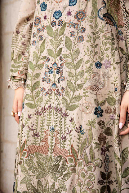 Unstitched 3 Piece Fully Embroidered Dhanak Suit with Printed Woolen Shawl