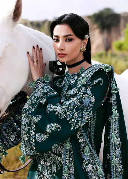 Unstitched 3 Piece Fully Embroidered Dhanak Fabric With Embroidered Dhanak Shawl