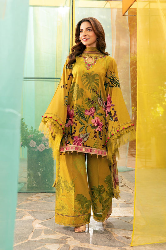 Unstitched 3 Piece Digital Printed Lawn Suit with Printed Polly Lawn Dupatta