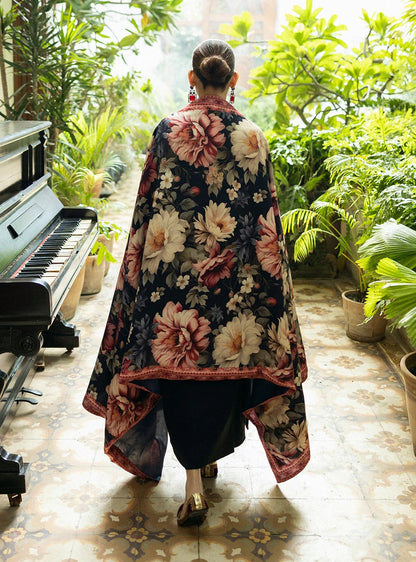 Unstitched 3 Piece Fully Embroidered Dhanak Suit with Printed Wool Shawl