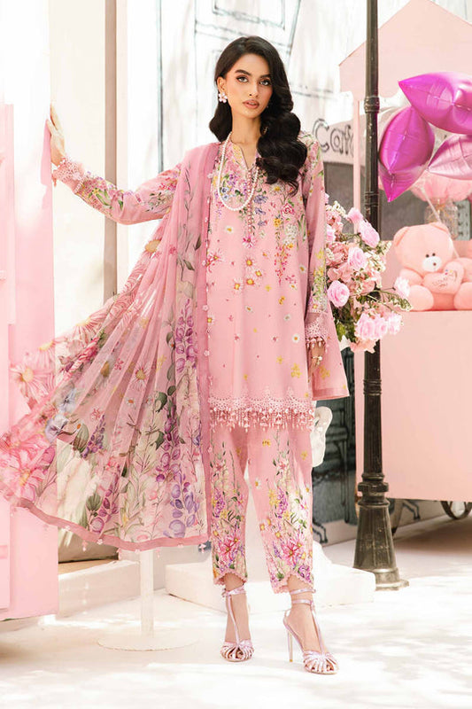Unstitched 3 Piece Digital Printed Lawn Suit With Printed Shiffon Dupatta