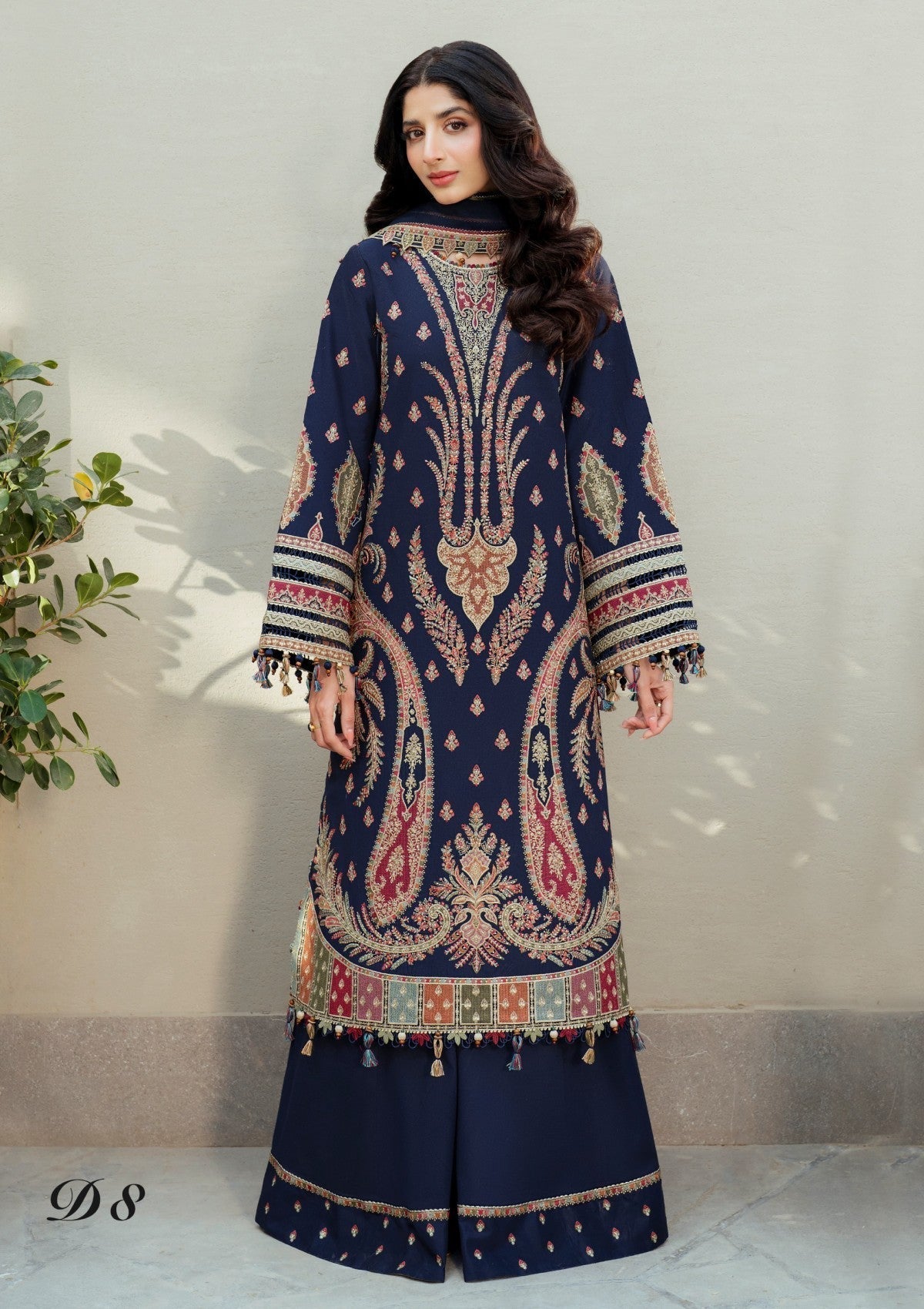 JZ 2990 - 3 Piece Unstitched Heavy Embroidered Dhanak Fabric With Dhanak Embroidered Shawl )