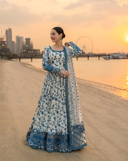 Unstitched 3 Piece Fully Embroidered Lawn Maxi With Embroidered Organza Dupatta