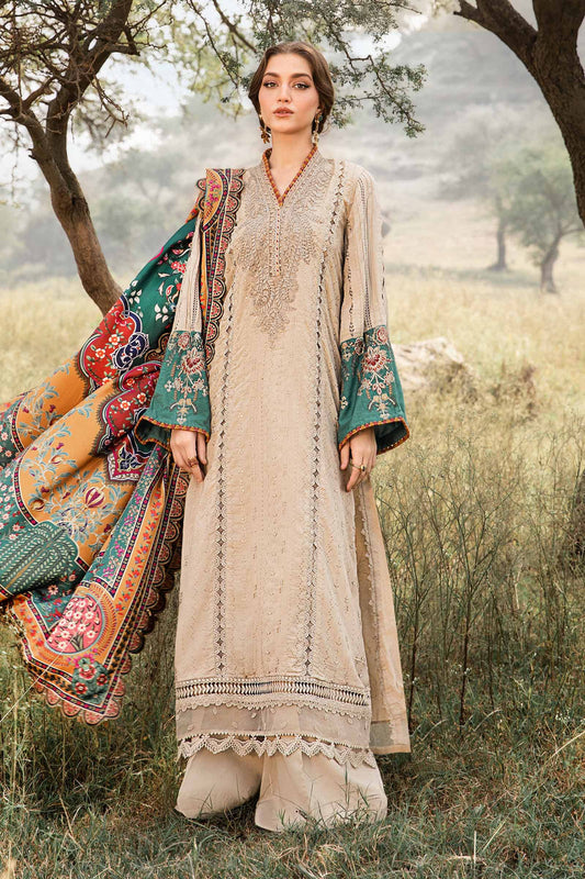 Unstitched 3 Piece Fully Embroidered Lawn Suit With Printed Monar Dupatta