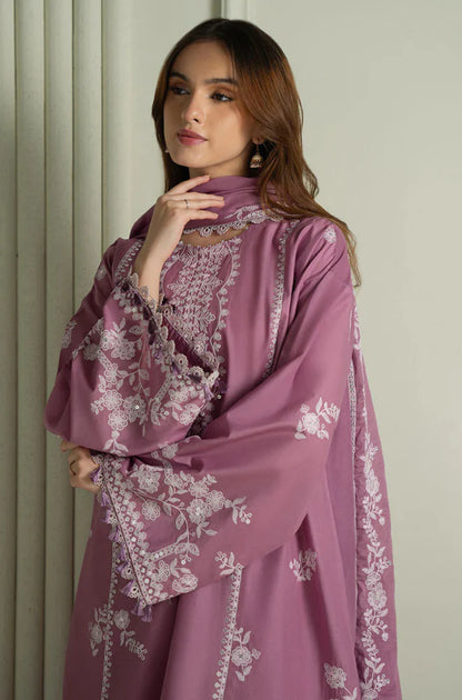 Unstitched 3 Piece Fully Embroidered Dhanak Suit with Embroidered Dhanak Shawl