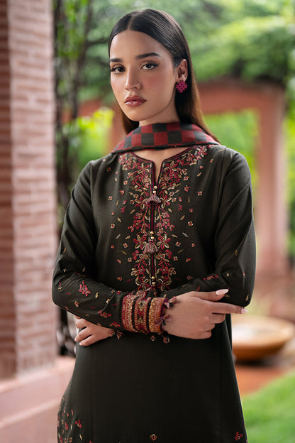 3 Piece Unstitched Embroidered Dhanak Fabric With Digital Printed Blended Shawl